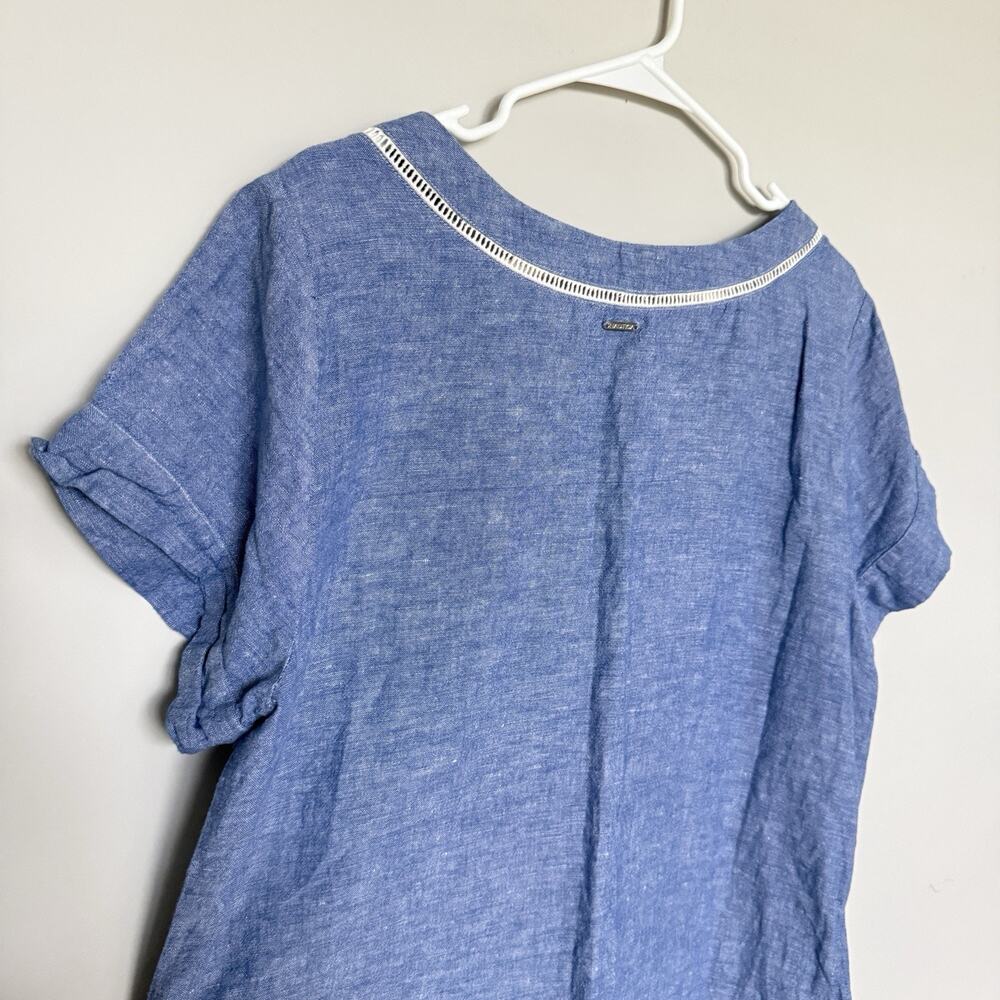 Nautica Womens Linen Shift Dress XL Midi Coastal Resortwear Lagenlook Beach - Picture 6 of 7